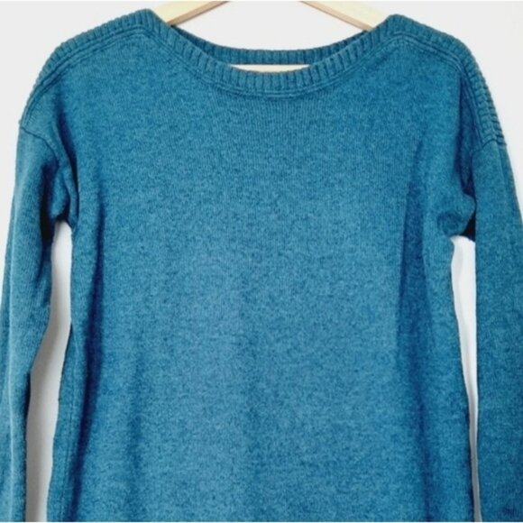 OLD NAVY Marled Sweater Knit Top High Low Hem 3/4 Sleeve Blue Sz S - Picture 2 of 13